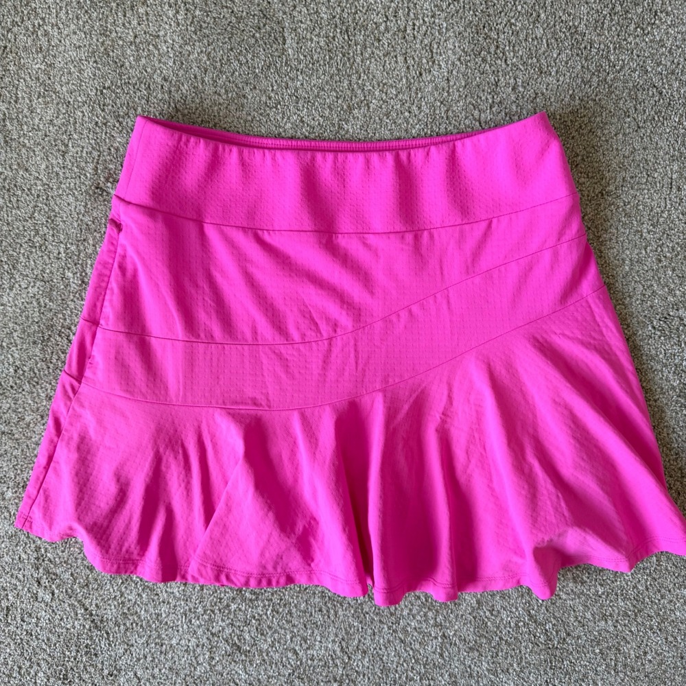 IBKUL Flounce Skort M Pink Tennis Pickleball Activewear Zippered Pocket NEW! - Picture 4 of 10